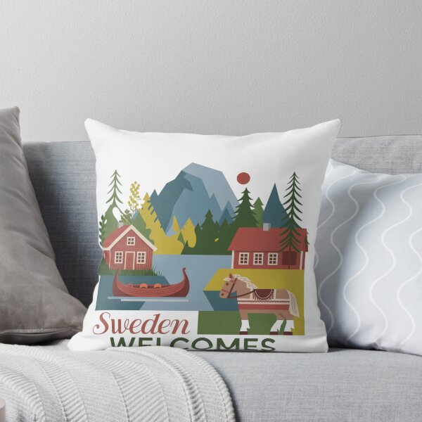 Item preview,  Sweden Welcomes Flag Map Sztokholm, Gothenburg, Malmö designed and sold by AnimalsDH305.