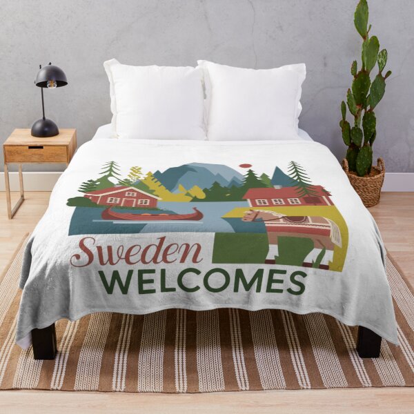 Item preview,  Sweden Welcomes Flag Map Sztokholm, Gothenburg, Malmö designed and sold by AnimalsDH305.