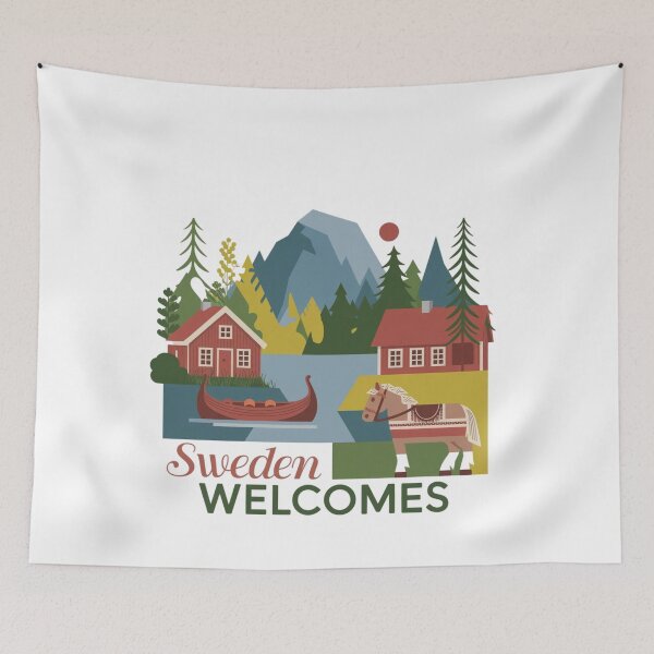Item preview,  Sweden Welcomes Flag Map Sztokholm, Gothenburg, Malmö designed and sold by AnimalsDH305.