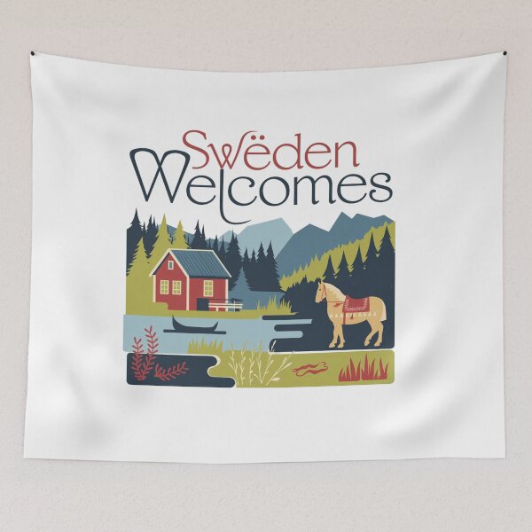 Item preview, Sweden Welcomes Flag Map Sztokholm, Gothenburg, Malmö designed and sold by AnimalsDH305.