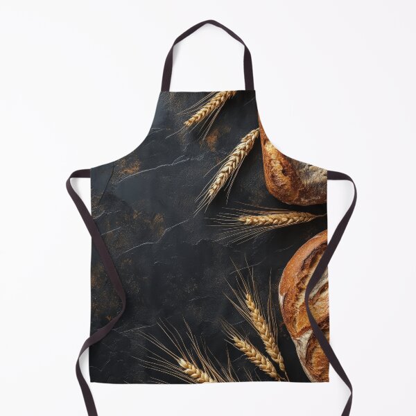 Item preview, Freshly baked artisan bread with golden wheat ears on a rustic black stone background designed and sold by Jerhus.