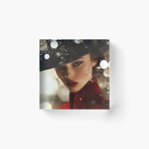 Item preview, Mysterious woman in red and black hat designed and sold by ArtSE46.