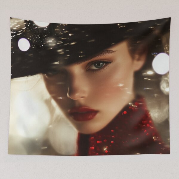 Item preview, Mysterious woman in red and black hat designed and sold by ArtSE46.