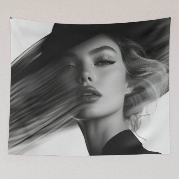 Item preview, stylized black and white woman portrait designed and sold by ArtSE46.