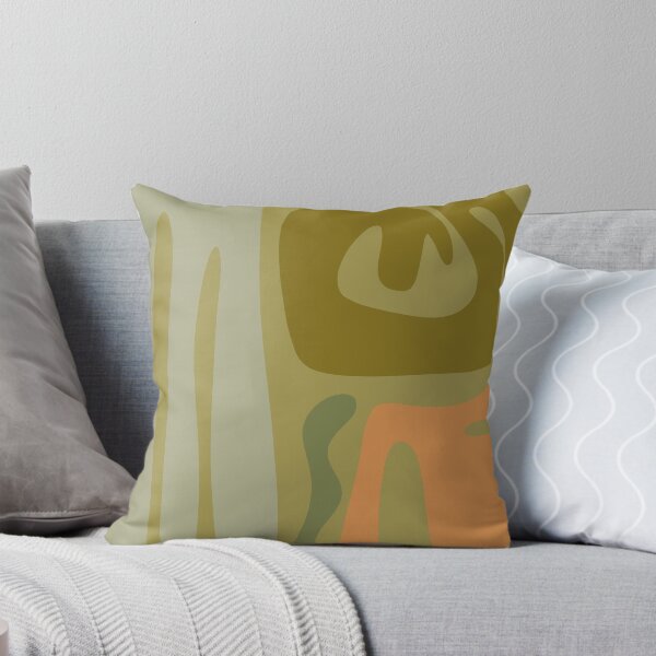 Item preview, Mid Century Modern Kwaito Abstract Pattern in Vintage Olive Green and Cantaloupe Orange designed and sold by kierkegaard.