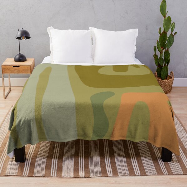 Item preview, Mid Century Modern Kwaito Abstract Pattern in Vintage Olive Green and Cantaloupe Orange designed and sold by kierkegaard.