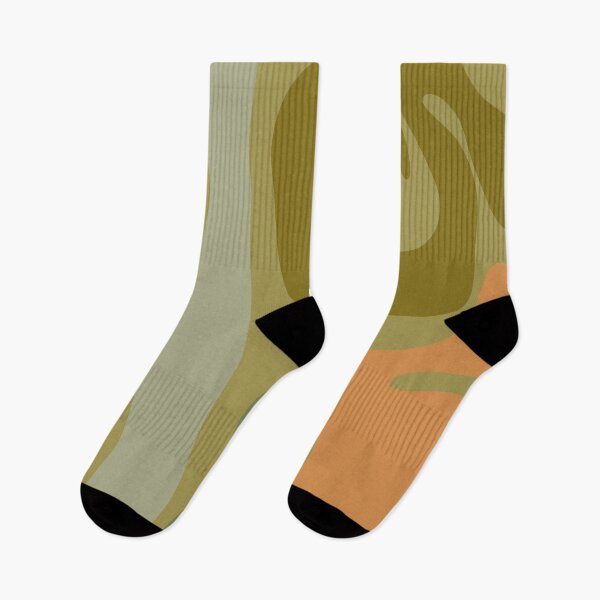 Item preview, Mid Century Modern Kwaito Abstract Pattern in Vintage Olive Green and Cantaloupe Orange designed and sold by kierkegaard.
