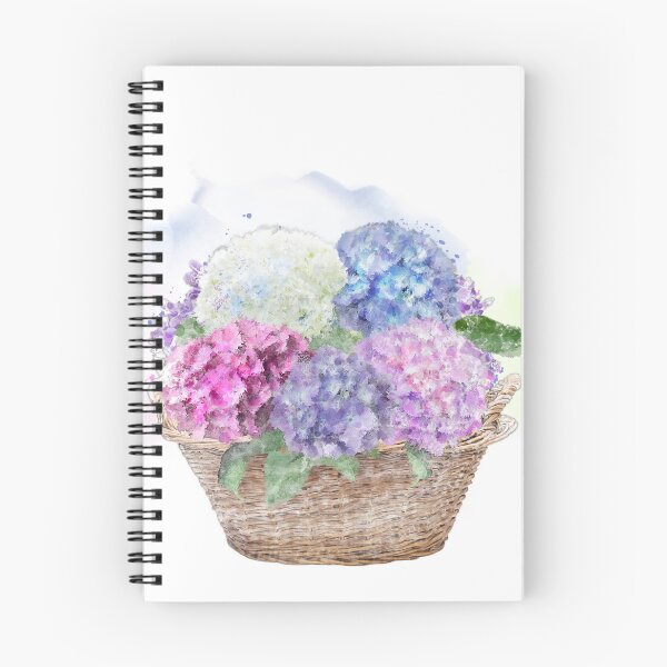 Item preview, hydrangea flowers in a basket . watercolor painting designed and sold by svetlanna.