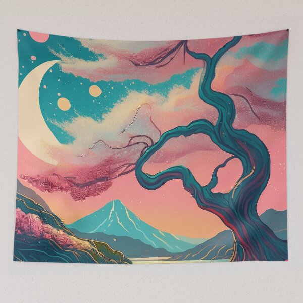 Item preview, Vintage Night Sky Cherry Blossom Wallpaper – Japanese-Inspired Spring Design with a Modern Twist designed and sold by Teemaniac.