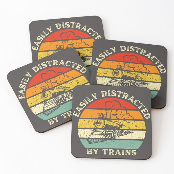 Item preview, Easily Distracted by Trains | Fun Train Enthusiast Design designed and sold by SebisTshirts.
