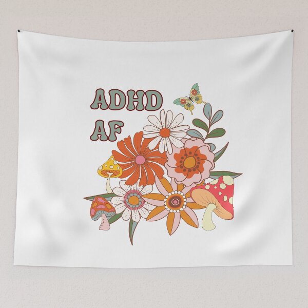Item preview, ADHD AF 60s 70s flowers toadstools hippy vibes designed and sold by BatJamDesigns.