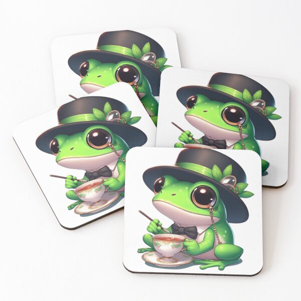 Item preview,  Cute Sophisticated Chibi Frog drinking tea classic t-shirt, stickers etc. designed and sold by EpiphanyArt28.