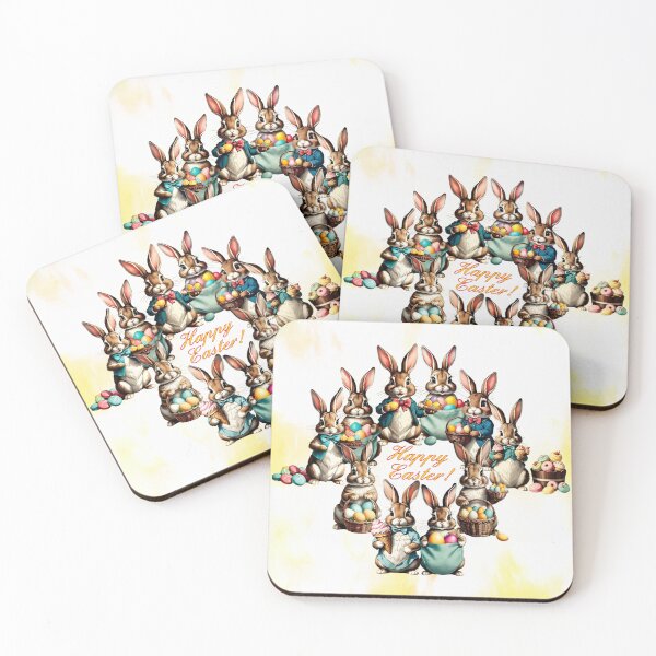 Item preview, A Cheerful Gathering of Easter Bunnies Wishing a Happy Easter | Gift for Easter designed and sold by UnhingedBird.