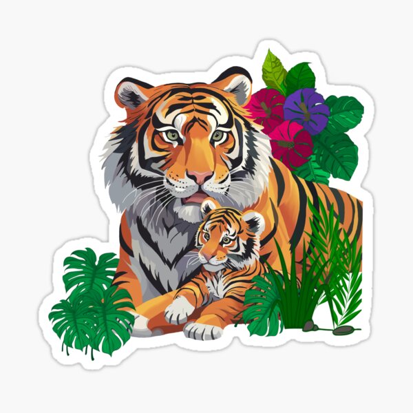 Item preview, Tiger and cub  designed and sold by SlothPrints.