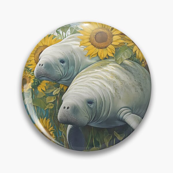 Item preview, Manatee Sunflower Design Pillow designed and sold by candiscamera.