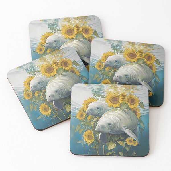 Item preview, Manatee Sunflower Design Pillow designed and sold by candiscamera.