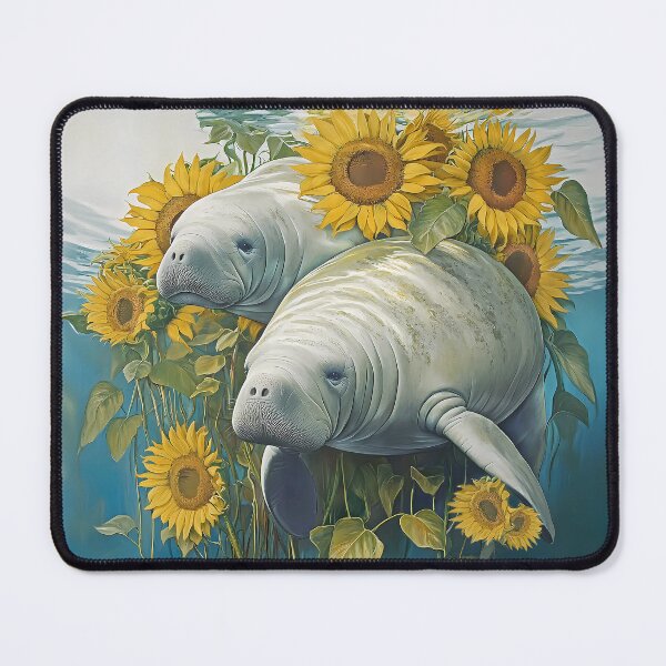 Item preview, Manatee Sunflower Design Pillow designed and sold by candiscamera.