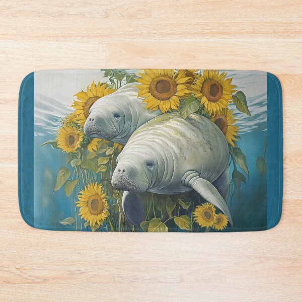 Item preview, Manatee Sunflower Design Pillow designed and sold by candiscamera.