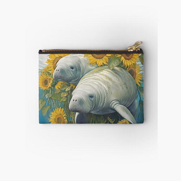 Item preview, Manatee Sunflower Design Pillow designed and sold by candiscamera.