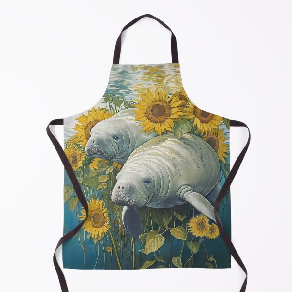 Item preview, Manatee Sunflower Design Pillow designed and sold by candiscamera.