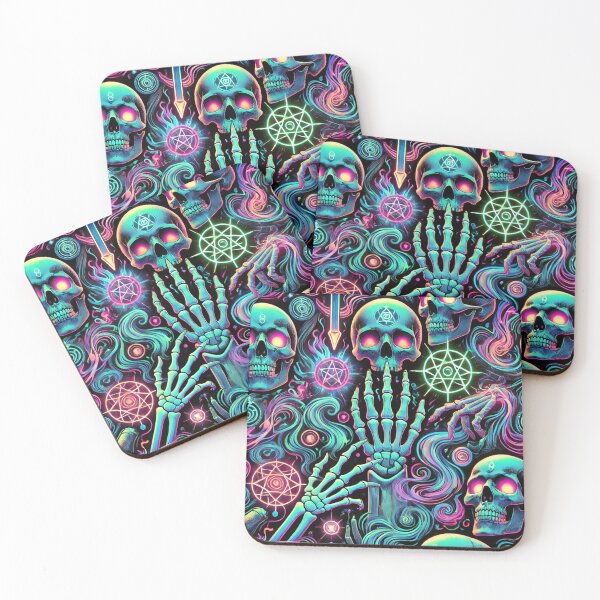 Item preview, Neon Gothic Skull Pattern – Psychedelic Horror Art designed and sold by MysticArtisan.