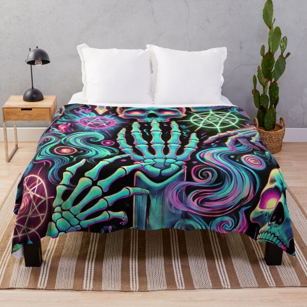 Item preview, Neon Gothic Skull Pattern – Psychedelic Horror Art designed and sold by MysticArtisan.