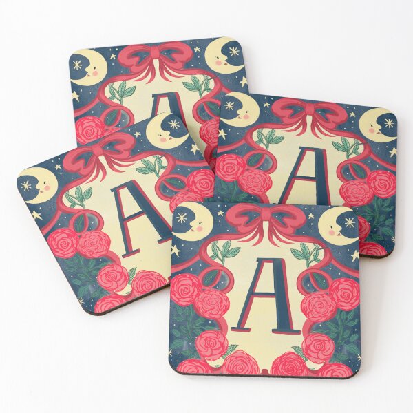 Item preview, Letter A Botanical rose & midnight Pattern  Illustration designed and sold by Jemma Jamie Skidmore.