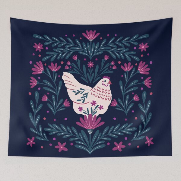 Item preview, Pollo floreciente - morado e índigo designed and sold by wackapacka.