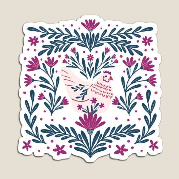 Aperçu de l'œuvre Poulet en fleurs - violet et indigo créée et vendue par wackapacka.
