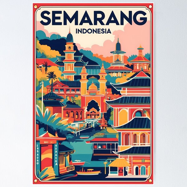 Aperçu de l'œuvre Semarang Indonésie Tourisme Voyage Vintage créée et vendue par TravelersGems.