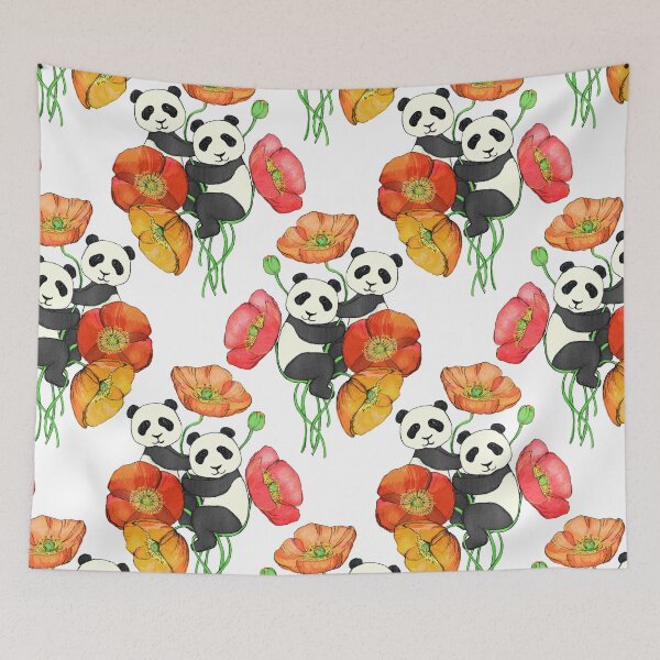 Aperçu de l'œuvre Coquelicots et pandas créée et vendue par micklyn.