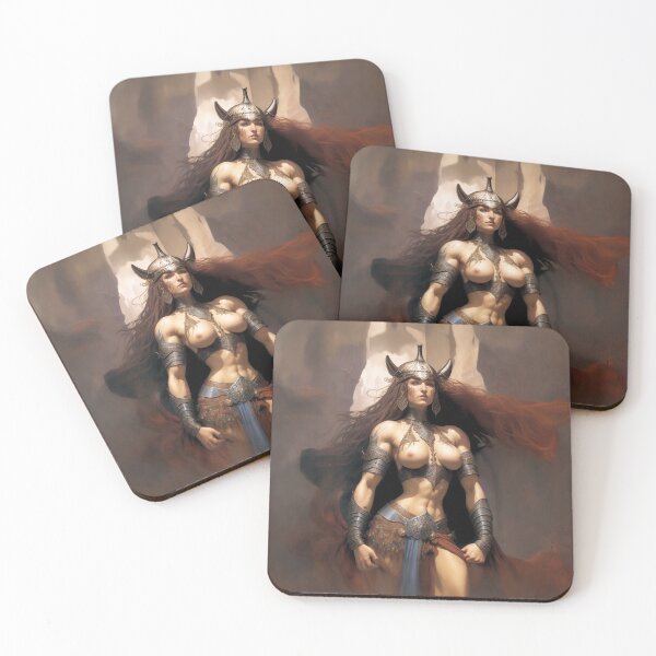 Item preview, Fantasy art strong Barbarian Woman warrior designed and sold by Vintage Designs +.