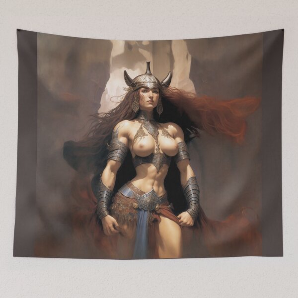 Item preview, Fantasy art strong Barbarian Woman warrior designed and sold by Vintage Designs +.