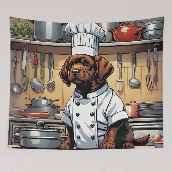 Item preview, Puppy as a Chef, in a kitchen preparing meals designed and sold by Colin Bentham.