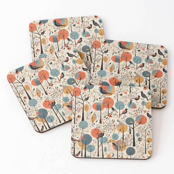 Item preview, Kandinsky inspired beautiful abstract bird pattern art designed and sold by Vintage Designs +.