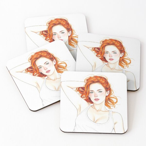 Item preview, Drawing of a Beautiful Red Headed Woman designed and sold by Vintage Designs +.