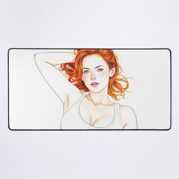 Item preview, Drawing of a Beautiful Red Headed Woman designed and sold by Vintage Designs +.