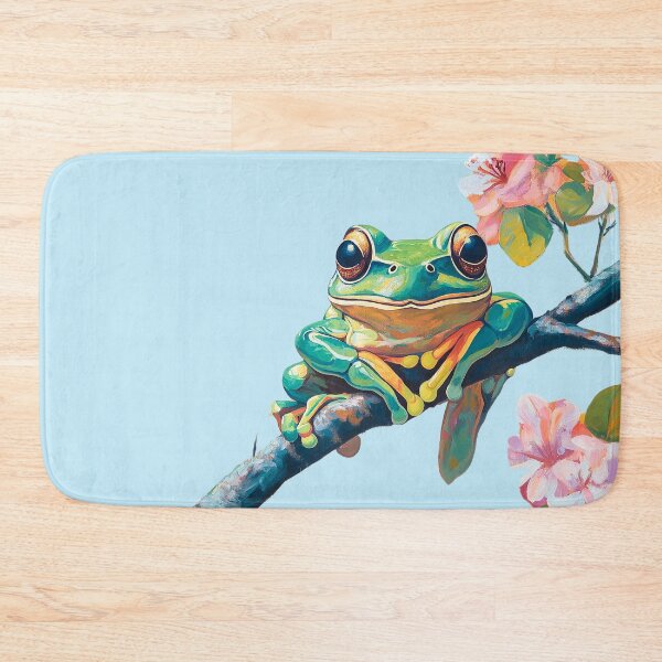 Item preview, Climbing Cheerful Frog in a tree with flowers So Hoppy #9 designed and sold by Vicki Noble Art.