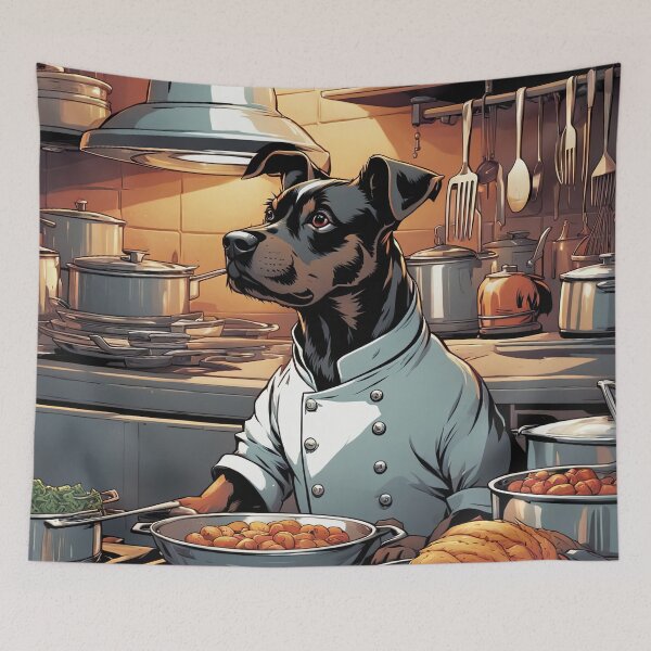 Item preview, Puppy as a Chef, in a kitchen preparing meals designed and sold by Colin Bentham.