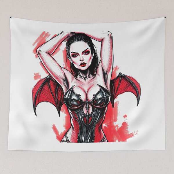 Item preview,  Sexy Vampire demon fantasy punk horror Girl illustration designed and sold by Vintage Designs +.