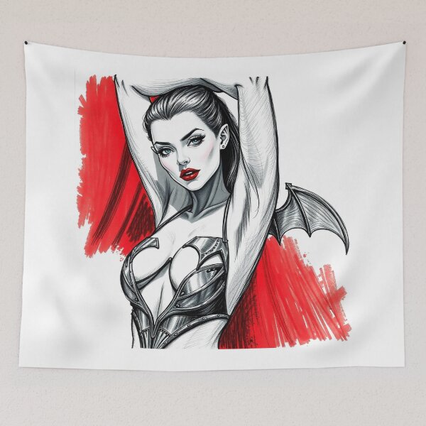 Item preview,  Sexy Vampire demon fantasy punk horror Girl illustration designed and sold by Vintage Designs +.