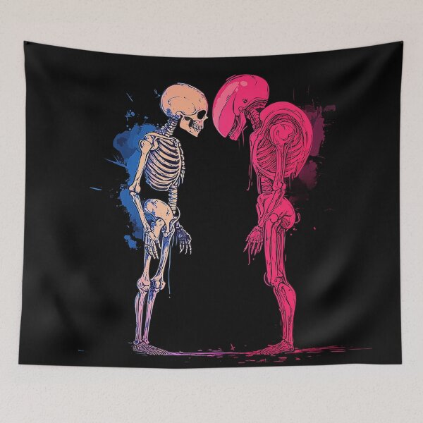 Item preview, Duality of Life and Death – Abstract Skeleton Art designed and sold by MysticArtisan.
