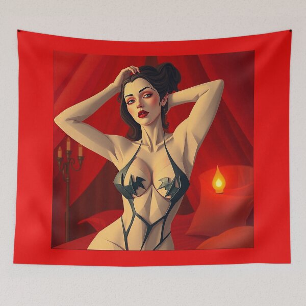 Item preview,  Sexy Vampire demon fantasy stylised punk horror Girl illustration designed and sold by Vintage Designs +.