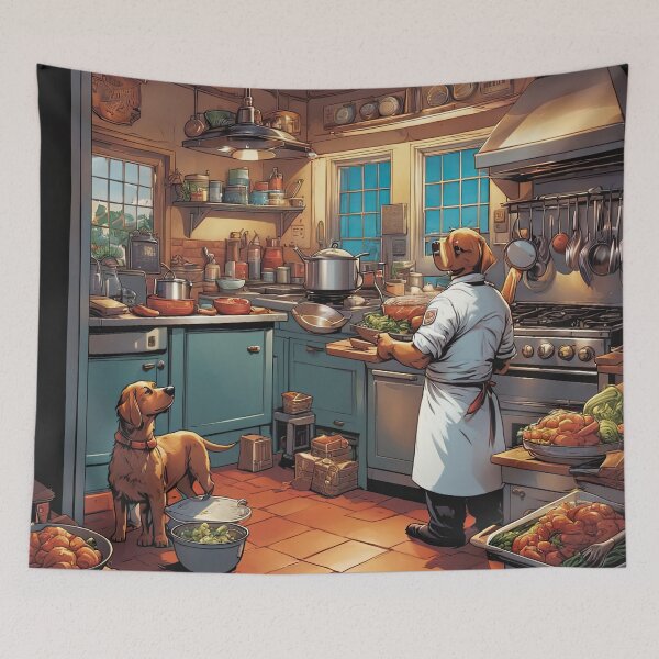 Item preview, Puppy as a Chef, in a kitchen preparing meals designed and sold by Colin Bentham.