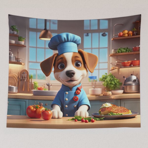 Item preview, Puppy as a Chef, in a kitchen preparing meals designed and sold by Colin Bentham.