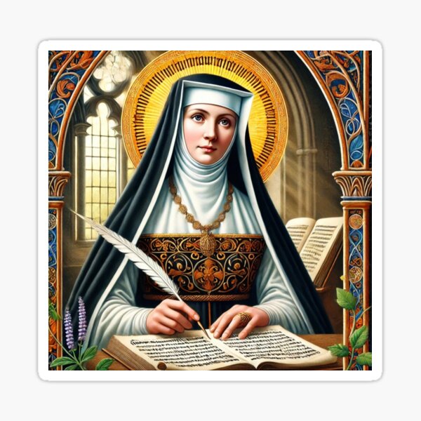 Vista previa del artículo con la obra «Retrato histórico de Hildegard von Bingen, representada como abadesa, compositora y mística benedictina del siglo XII.», diseñado y vendido por NatMaxMade.