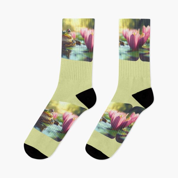 Item preview, Happy Frog in a Pond with Lily Pads So Hoppy #10 designed and sold by Vicki Noble Art.