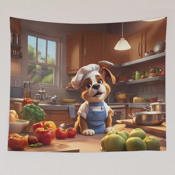 Item preview, Puppy as a Chef, in a kitchen preparing meals designed and sold by Colin Bentham.