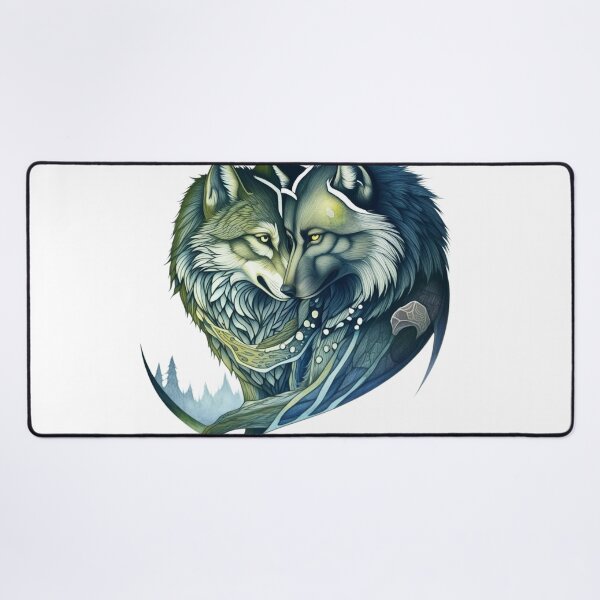 Item preview, Wolf Couple. Wolves detailed green and blue design. designed and sold by Shoot-The-Moon.