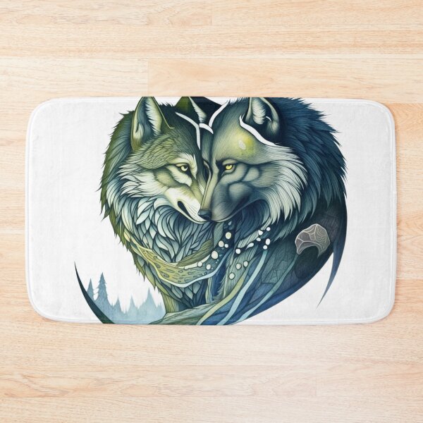 Item preview, Wolf Couple. Wolves detailed green and blue design. designed and sold by Shoot-The-Moon.